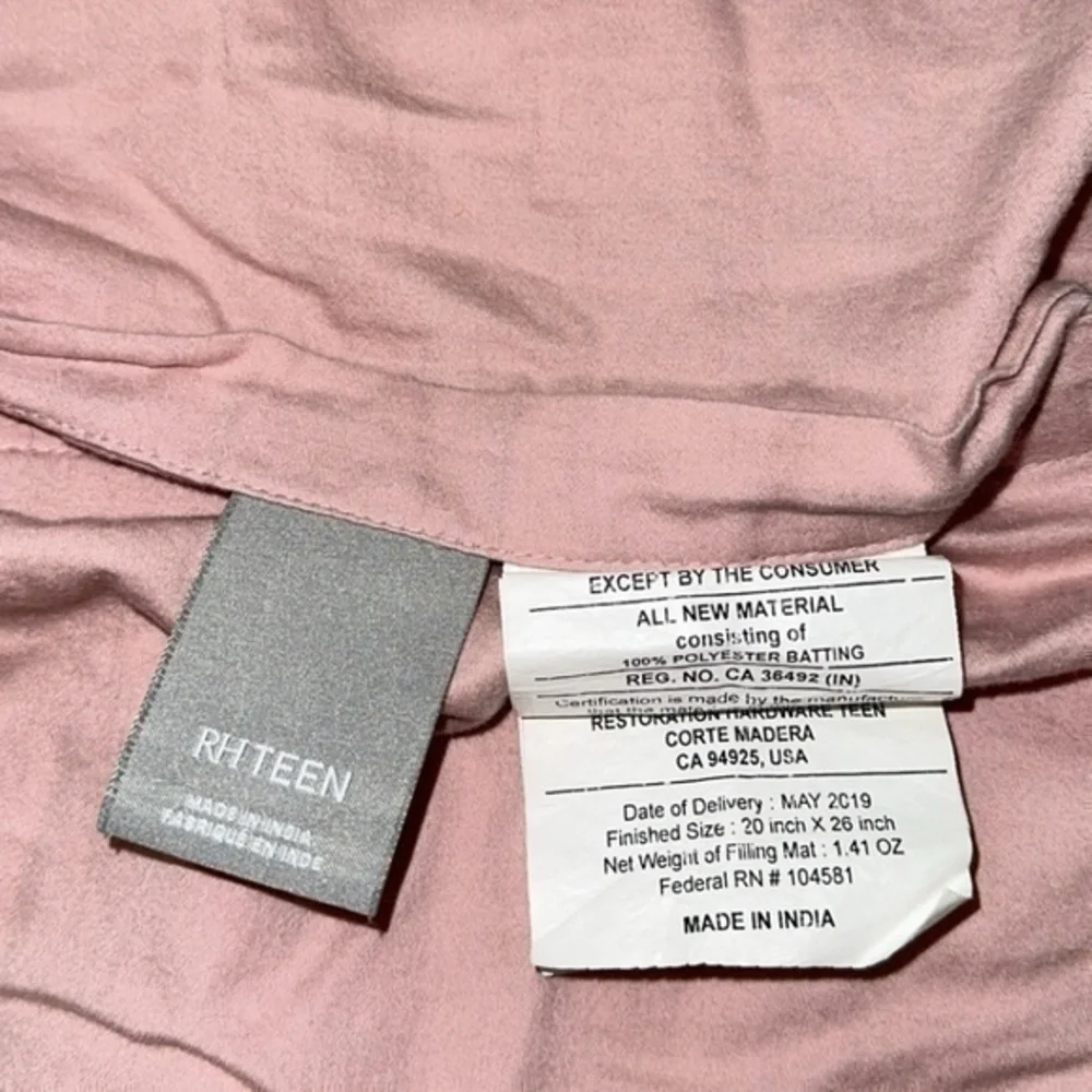 Set of 3 Restoration Hardware‎ Teen Blush Pink Cotton Velvet Tufted Shams